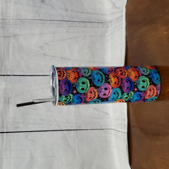 Other - Neon Colorful Halloween Pumpkin Tumbler